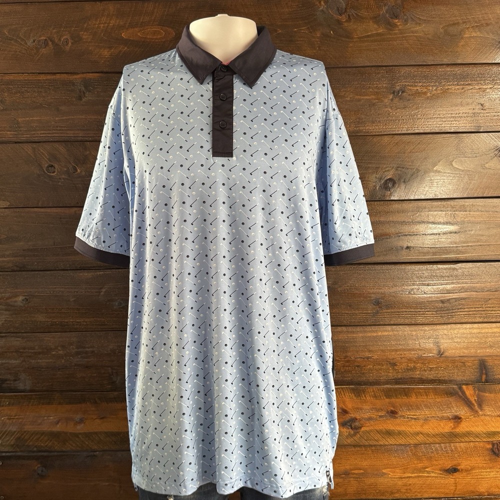 Kenneth Cole Mens XL Performance Golf Club Print Polo UPF +50 Moisture Wick NWT - Picture 3 of 11